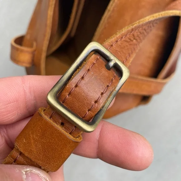 Portland Leather Goods Medium Crossbody Tote Purse Bag Chestnut Brown - Picture 15 of 16